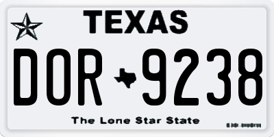 TX license plate DOR9238