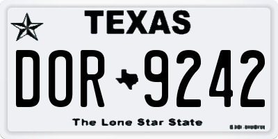 TX license plate DOR9242