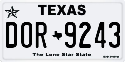 TX license plate DOR9243