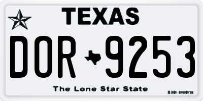 TX license plate DOR9253