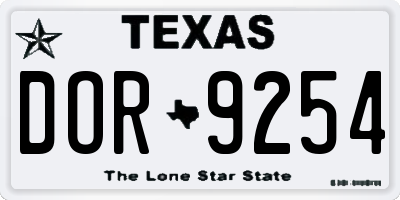 TX license plate DOR9254