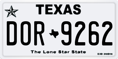 TX license plate DOR9262