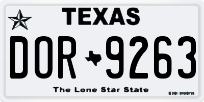 TX license plate DOR9263