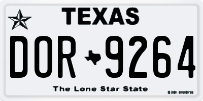 TX license plate DOR9264