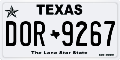 TX license plate DOR9267