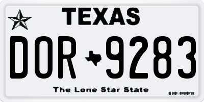 TX license plate DOR9283