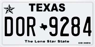 TX license plate DOR9284