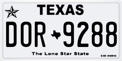 TX license plate DOR9288