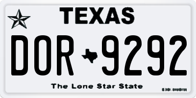 TX license plate DOR9292