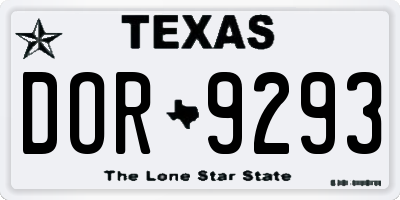 TX license plate DOR9293