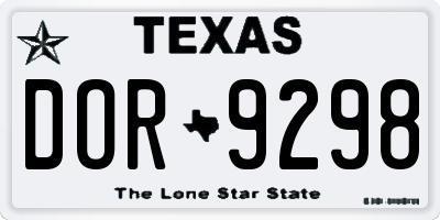 TX license plate DOR9298