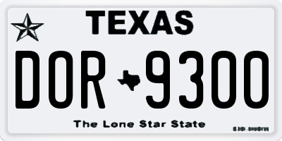 TX license plate DOR9300