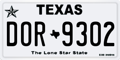 TX license plate DOR9302