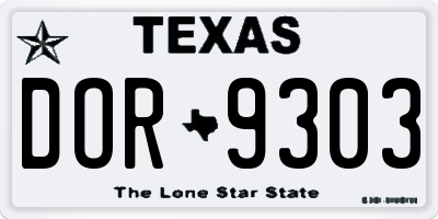 TX license plate DOR9303