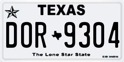 TX license plate DOR9304