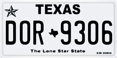TX license plate DOR9306