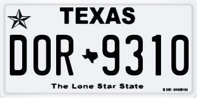 TX license plate DOR9310