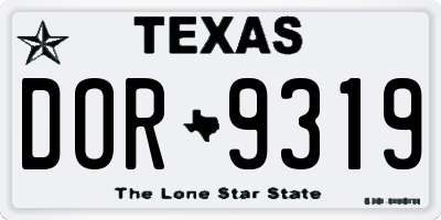 TX license plate DOR9319