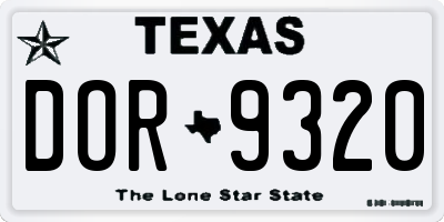 TX license plate DOR9320