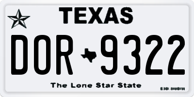 TX license plate DOR9322