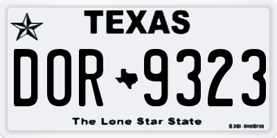 TX license plate DOR9323