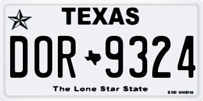 TX license plate DOR9324
