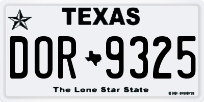 TX license plate DOR9325