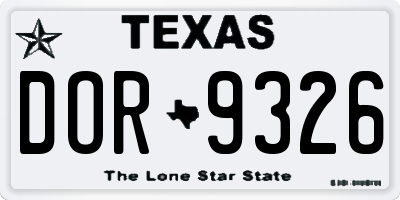 TX license plate DOR9326