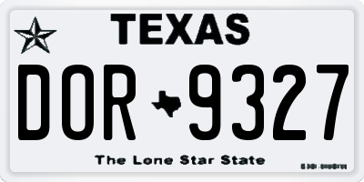 TX license plate DOR9327