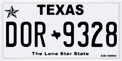 TX license plate DOR9328