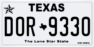 TX license plate DOR9330