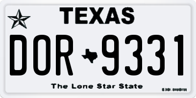 TX license plate DOR9331
