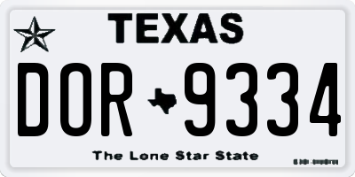 TX license plate DOR9334