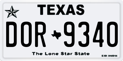 TX license plate DOR9340