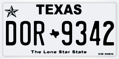 TX license plate DOR9342