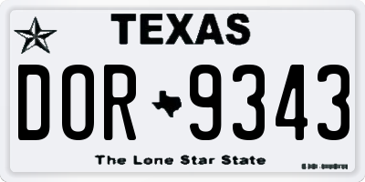 TX license plate DOR9343
