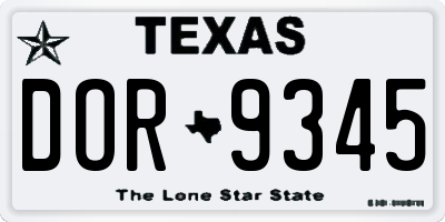 TX license plate DOR9345