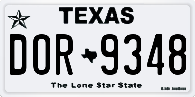 TX license plate DOR9348