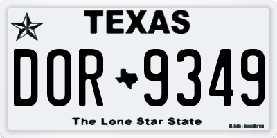 TX license plate DOR9349
