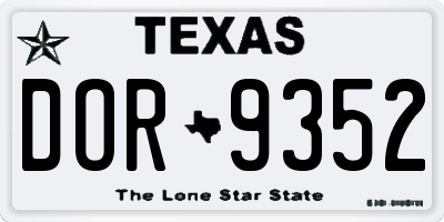 TX license plate DOR9352