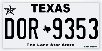 TX license plate DOR9353