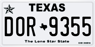 TX license plate DOR9355
