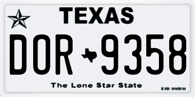 TX license plate DOR9358
