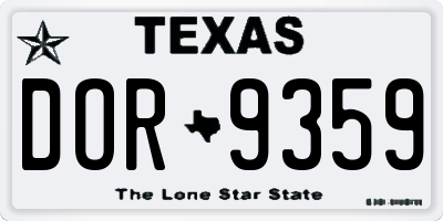 TX license plate DOR9359