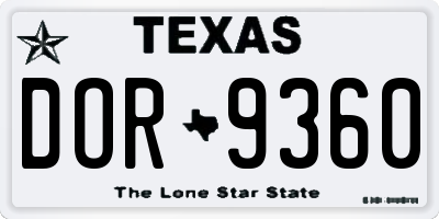 TX license plate DOR9360