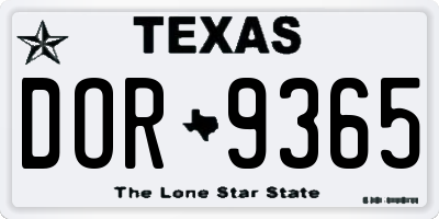 TX license plate DOR9365