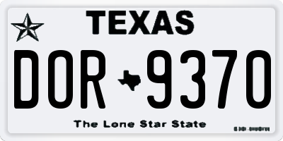 TX license plate DOR9370