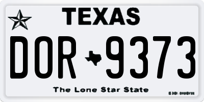 TX license plate DOR9373