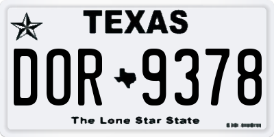 TX license plate DOR9378