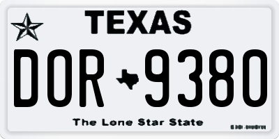 TX license plate DOR9380